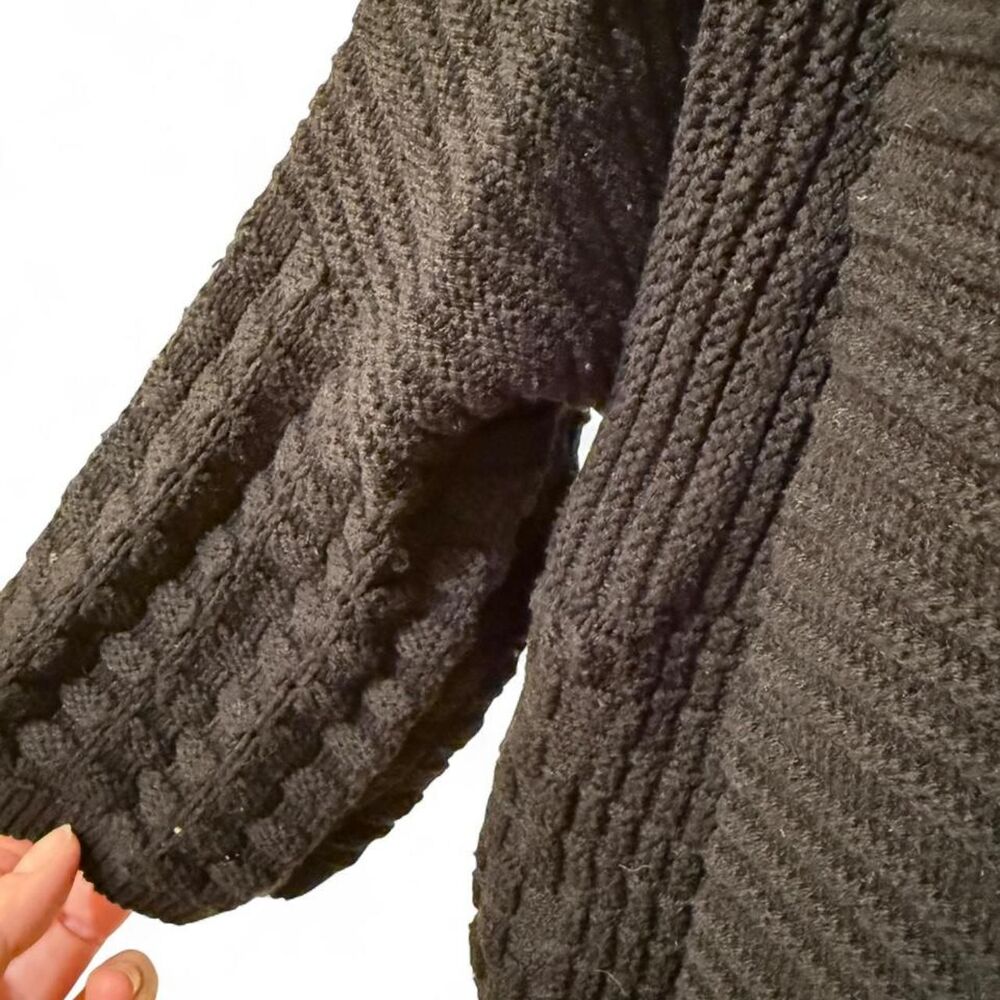 Lane Bryant Women's Black Cable Knit Sweater Fall Winter Cardigan - Picture 3 of 5